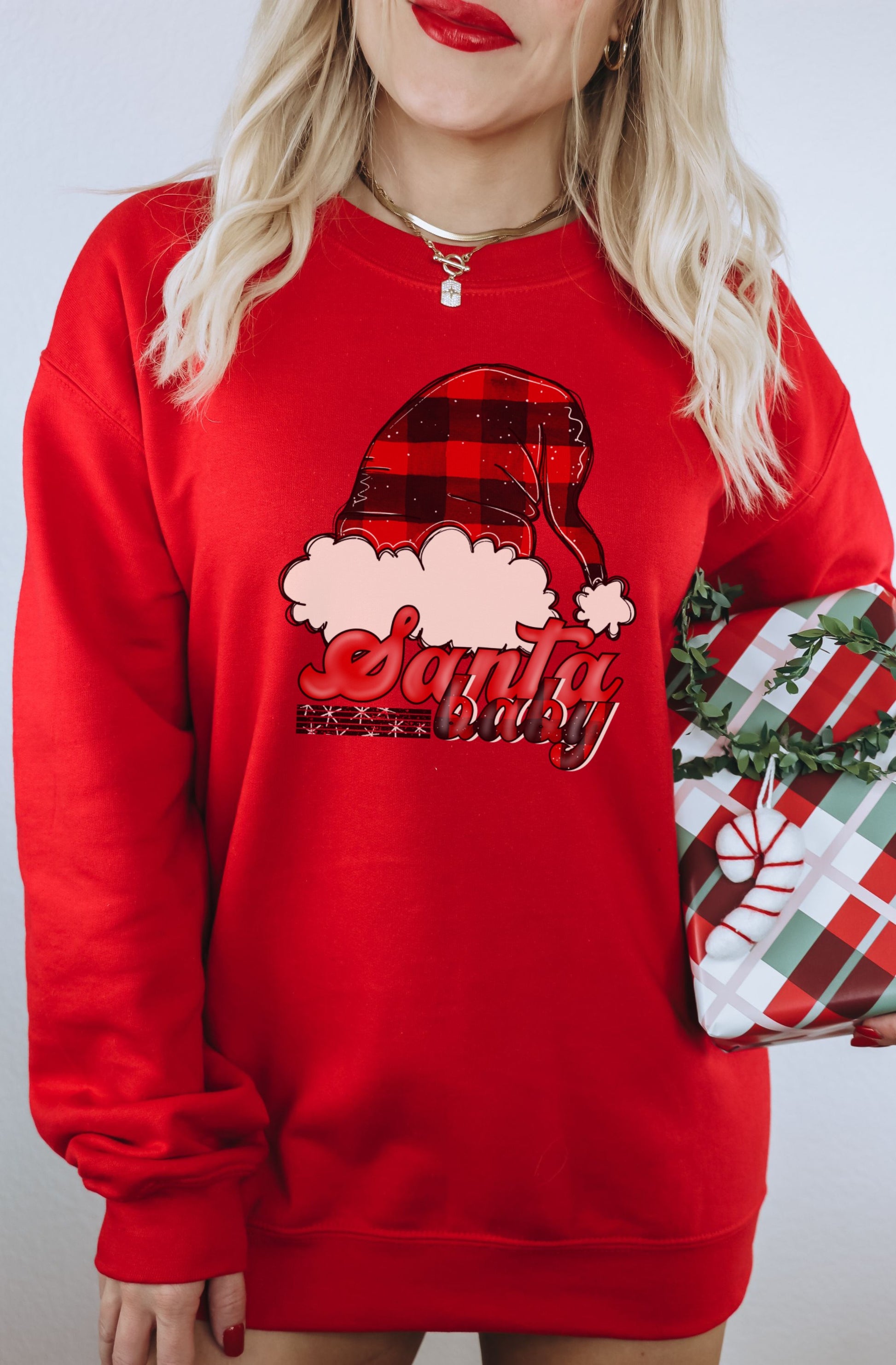 Santa Baby Sweatshirt with Hat and Cloud Design