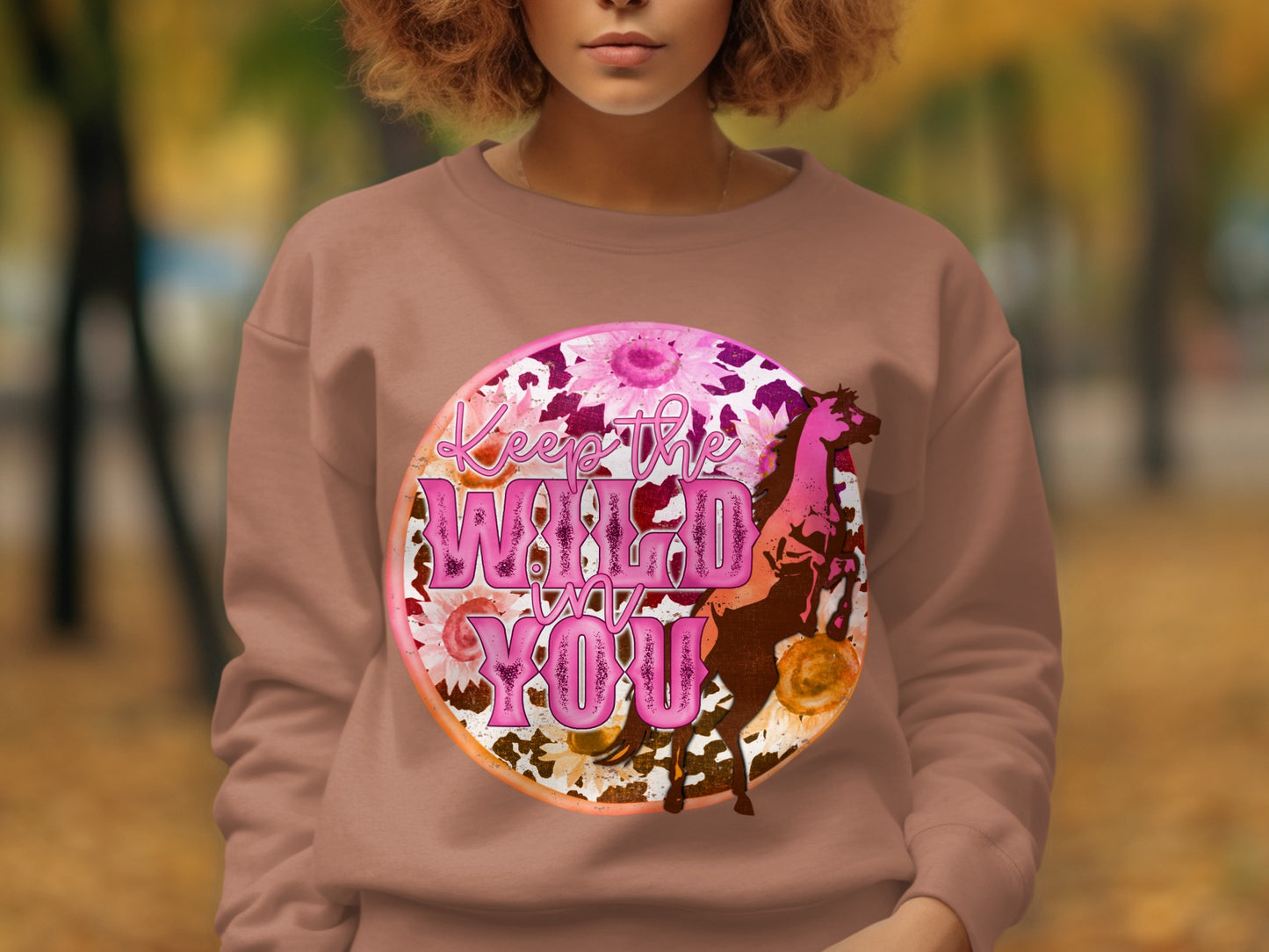 Keep the Wild in You Sweater with Colorful Horse Design