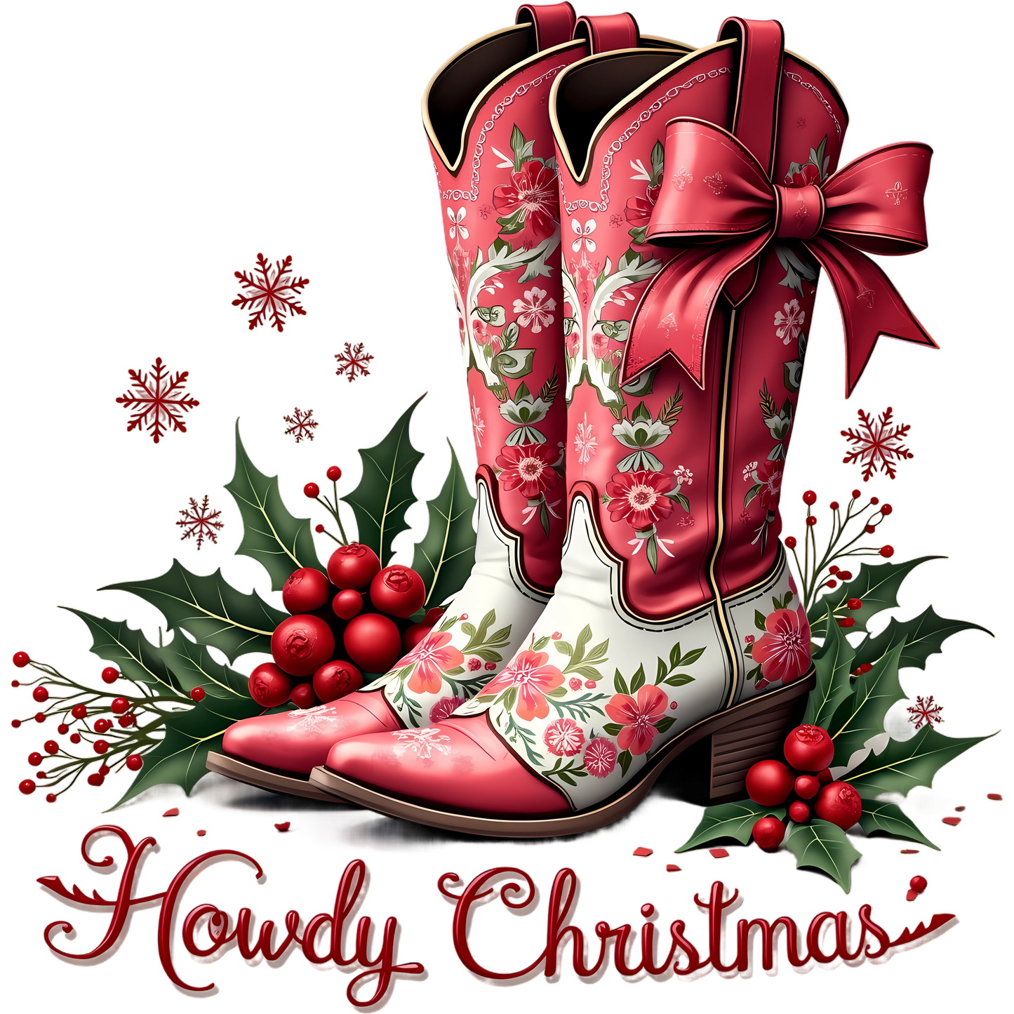 Howdy Christmas Floral Design Cowboy Boots product