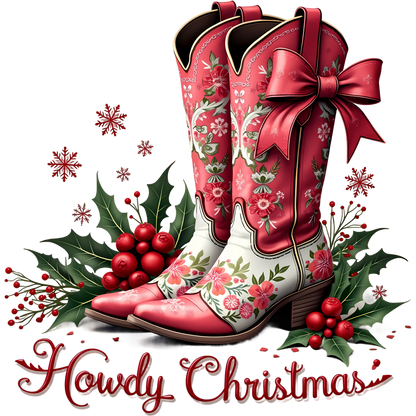 Howdy Christmas Floral Design Cowboy Boots product