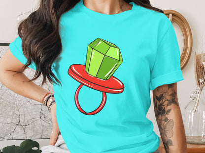 Vibrant Green Gem Stone Graphic T Shirt Design