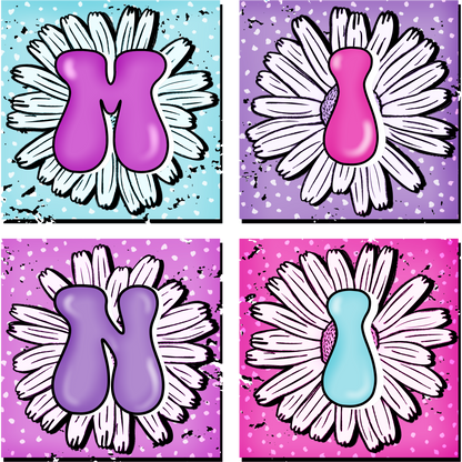 Floral Design Multi-Colored Alphabet Wall Art