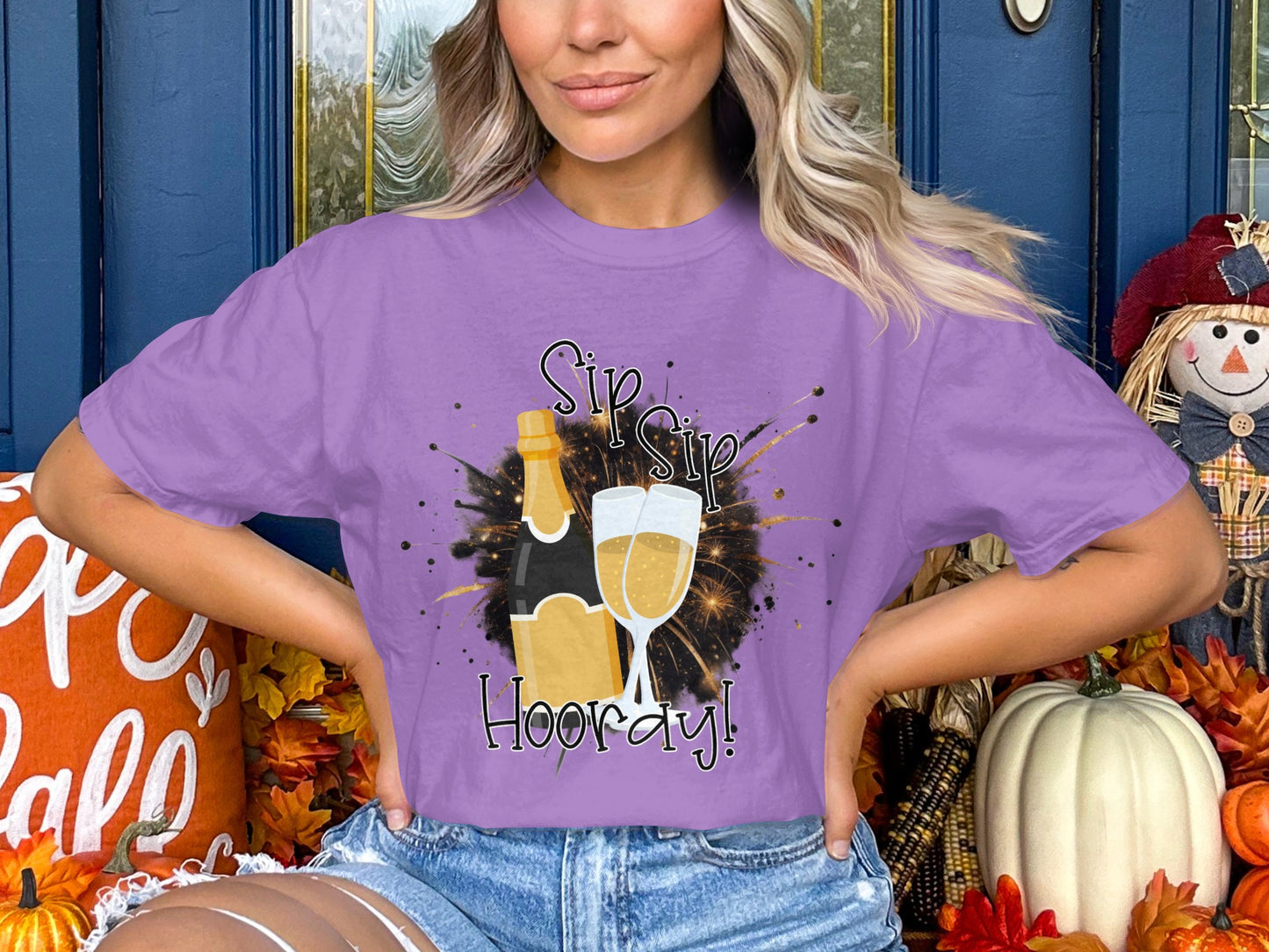 Sip Sip Hooray Graphic Tee Perfect for Celebrations