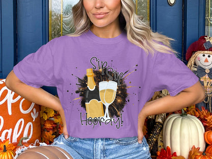 Sip Sip Hooray Graphic Tee Perfect for Celebrations