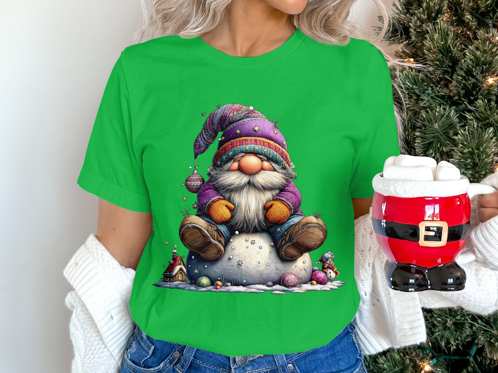 Christmas Gnome in Winter Art Festive T-Shirt