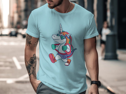 Playful Unicorn Running Cartoon Men's T-Shirt Product