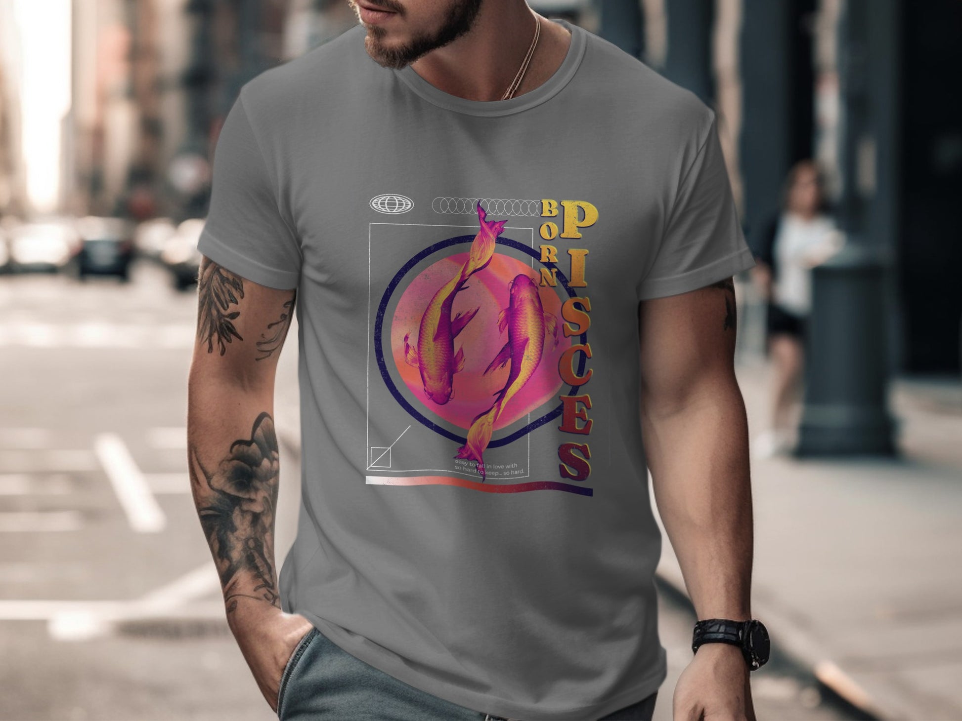 Stylish Graphic T-Shirt with Bold Pisces Horoscope Design