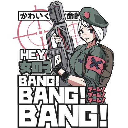 Anime Soldier Graphic T Shirt with Japanese Text
