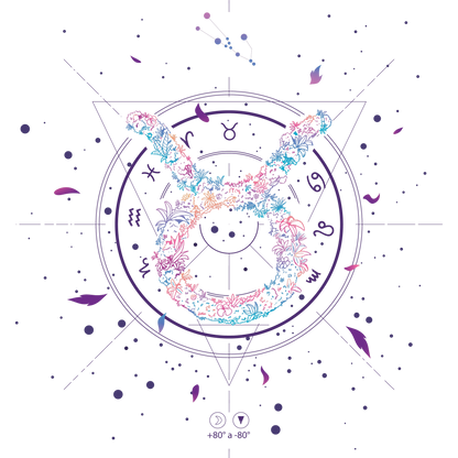 Taurus Symbol with Floral Accents Design Print