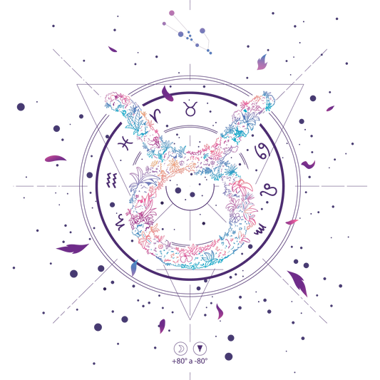 Taurus Symbol with Floral Accents Design Print