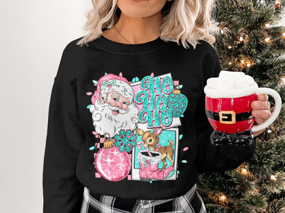 Ho Ho Ho Santa Claus and Reindeer Christmas Sweatshirt