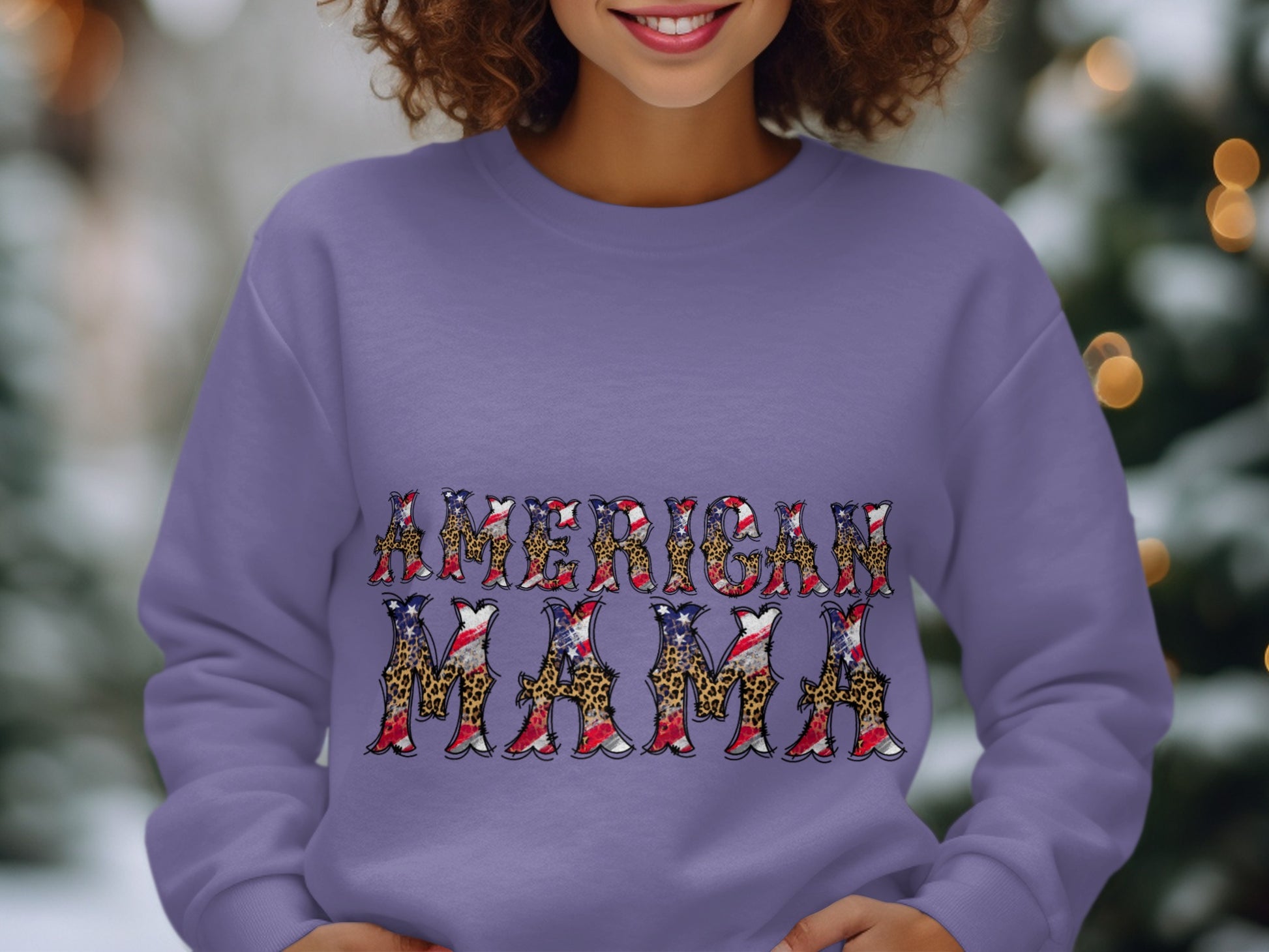 American Mama Graphic Sweatshirt for Moms Holiday Gift