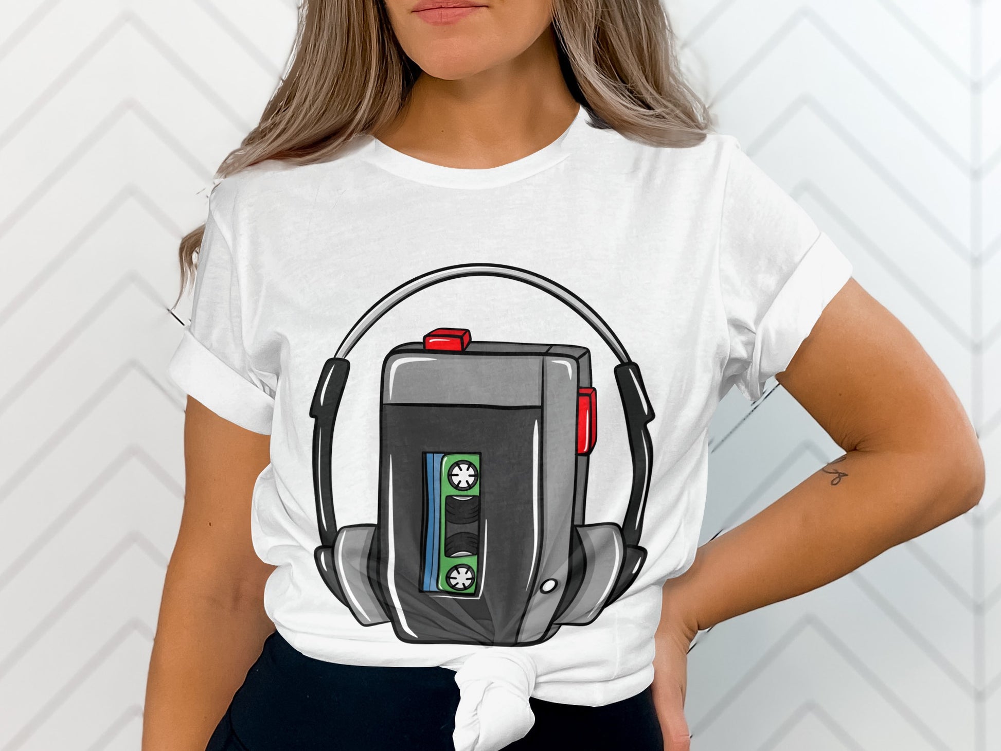 Retro Cassette Player Graphic T-Shirt for Music Lovers