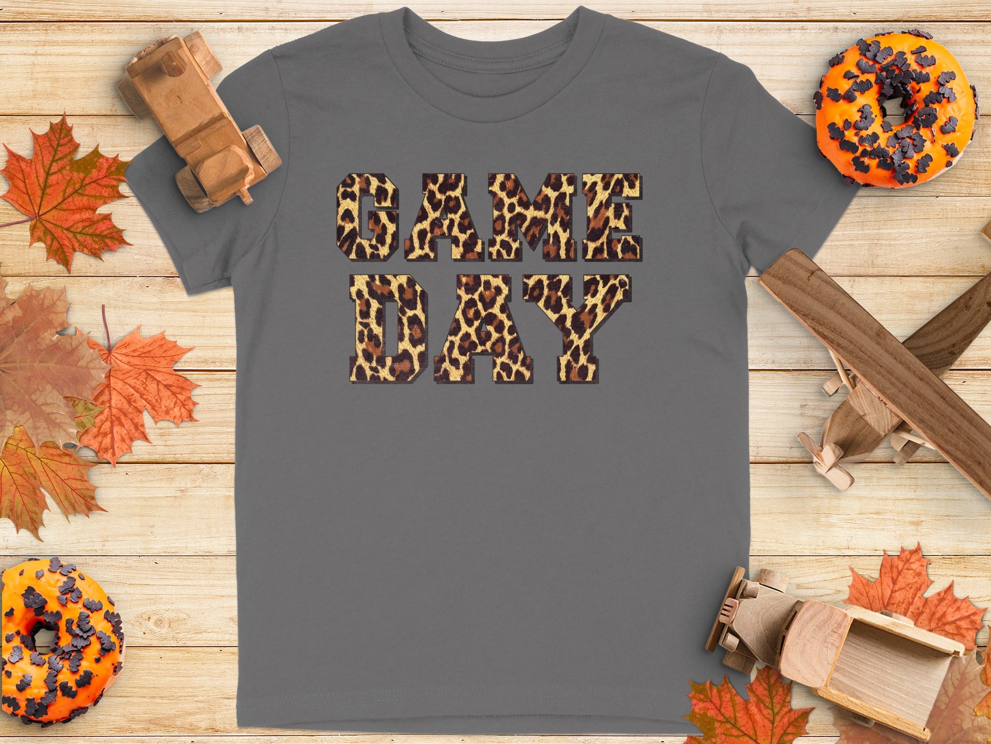 Leopard Print Game Day Lettering T-Shirt product