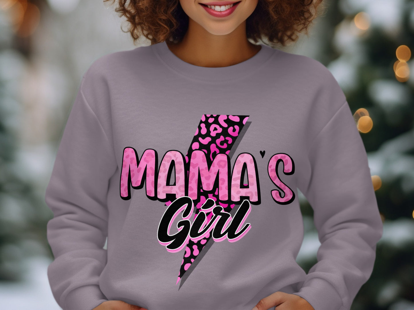 Mama's Girl Lightning Bolt Leopard Print Sweatshirt