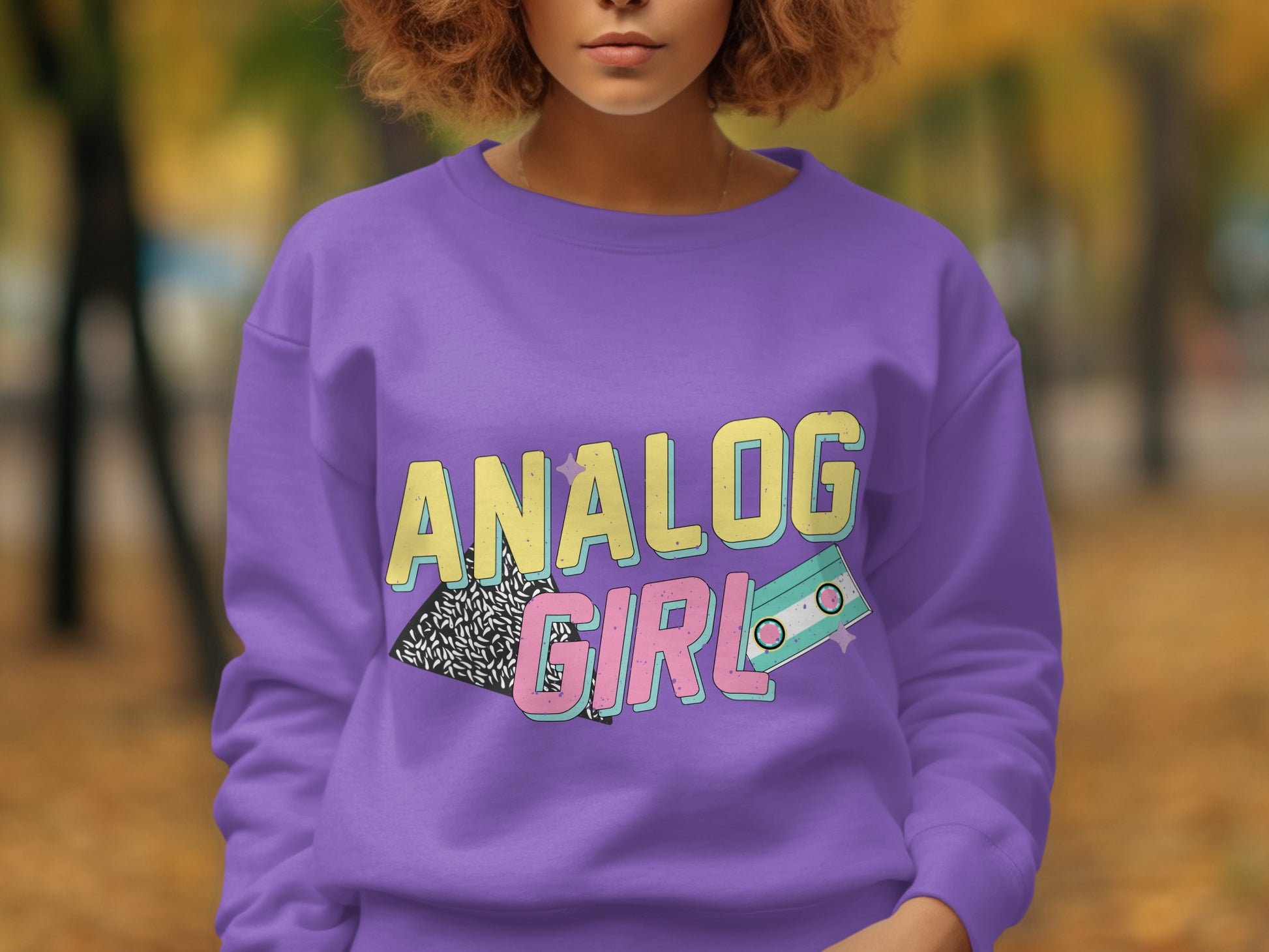 Retro Analog Girl Sweatshirt with Cassette Design