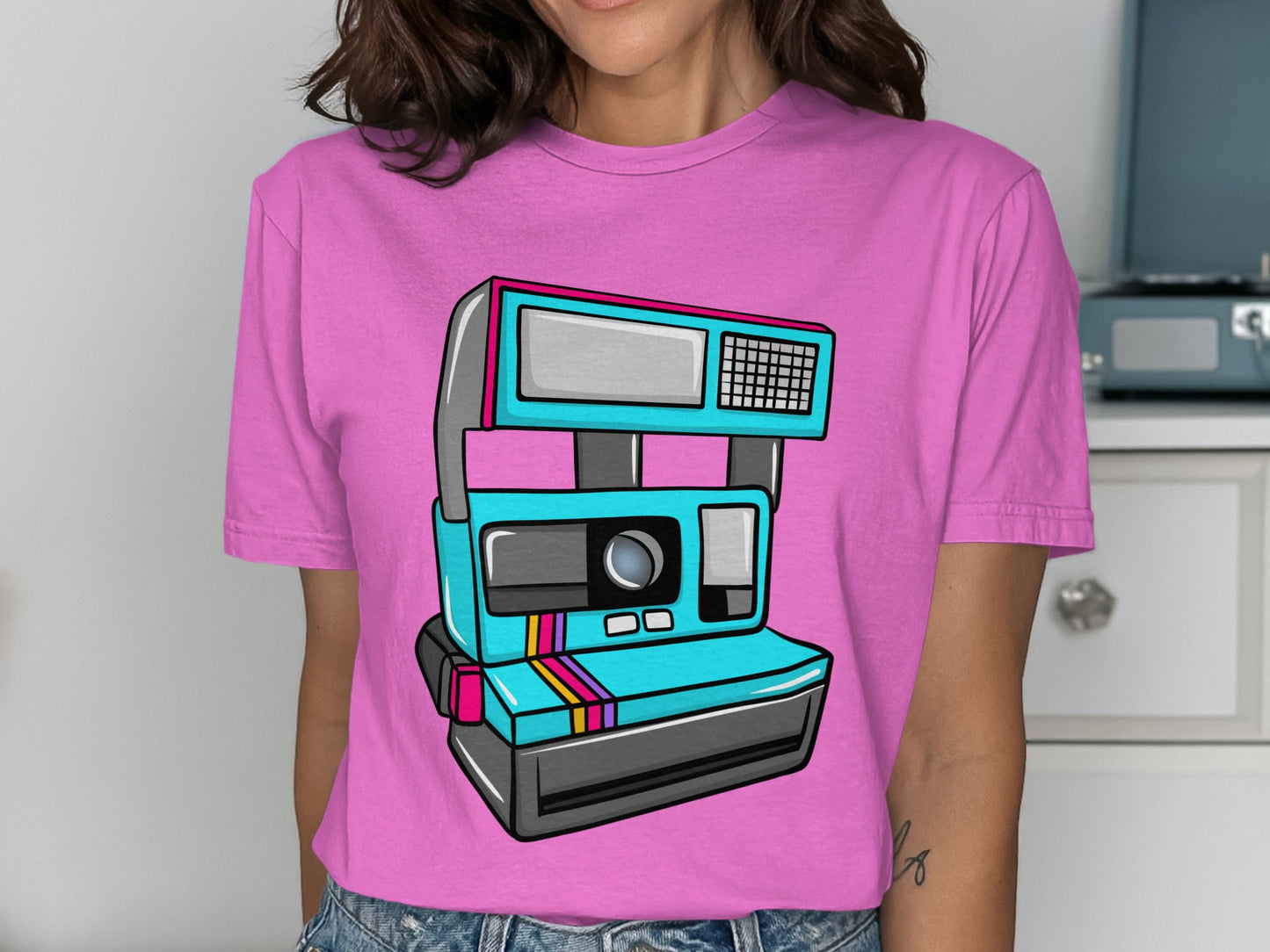 Retro Camera Graphic Print Shirt