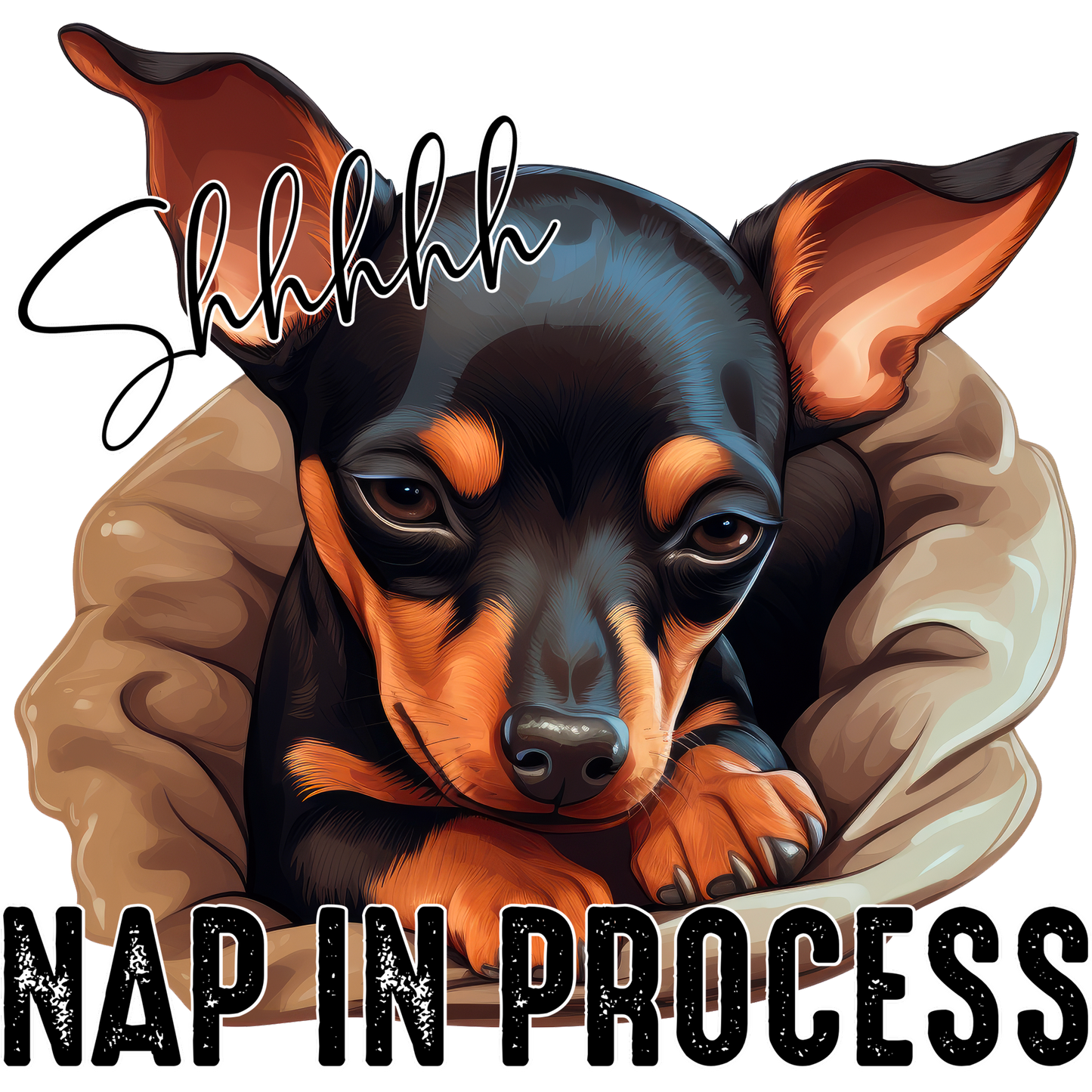 Shhhhhh Nap in Process Adorable Dog Illustration Art