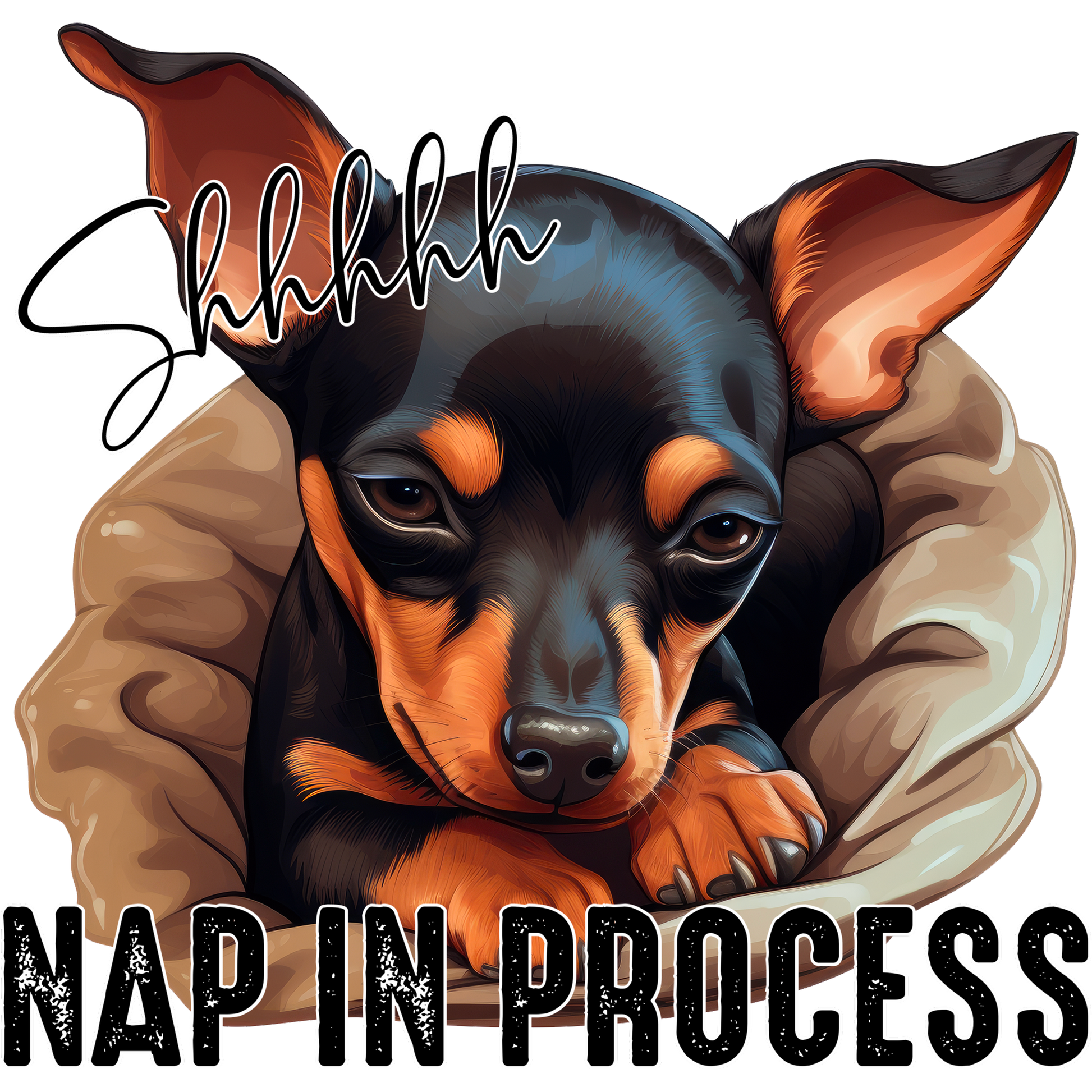 Shhhhhh Nap in Process Adorable Dog Illustration Art