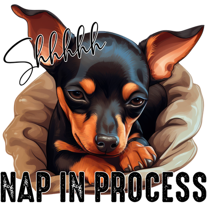 Shhhhhh Nap in Process Adorable Dog Illustration Art