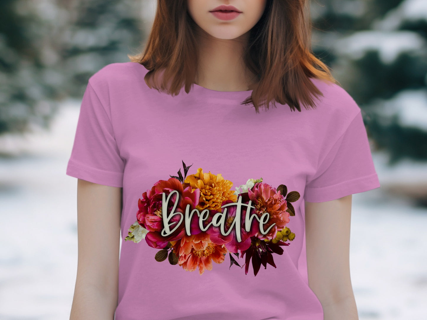 Breathe Floral Graphic Women's T-Shirt for Casual Wear