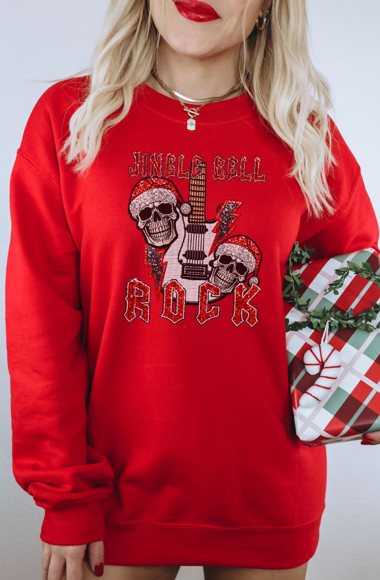 Jingle Bell Rock Red Skull Sweatshirt Christmas Product