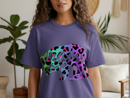 Colorful Leopard Print Mama Bear Graphic T-shirt