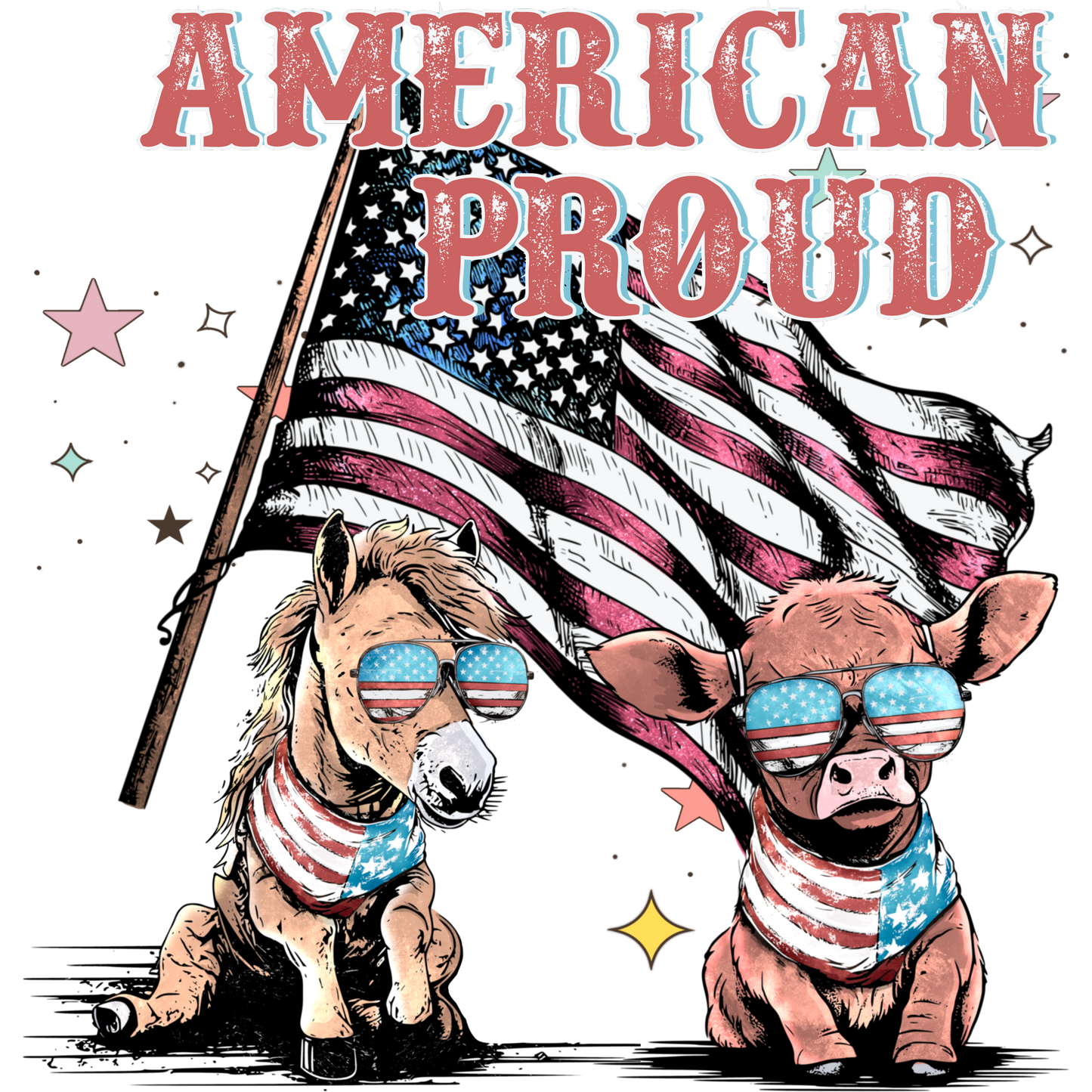 American Proud Graphic Featuring Patriotic Animals
