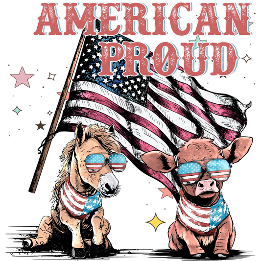 American Proud Graphic Featuring Patriotic Animals