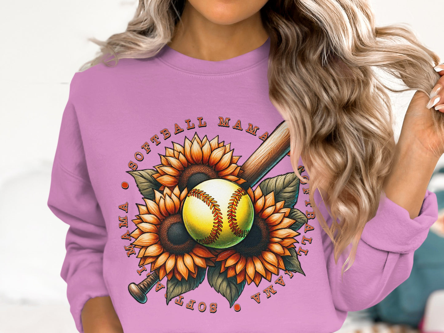 Softball Mama Sunflower Long Sleeve Shirt