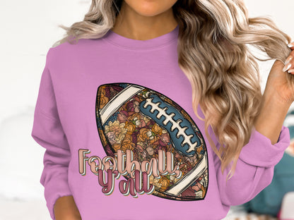 Football Y'all Graphic Sweatshirt for Fans