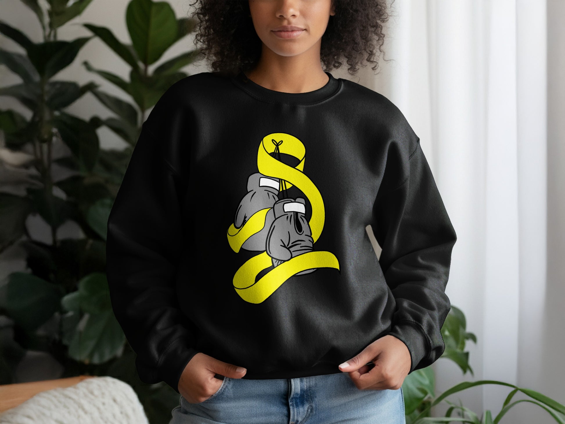 Bold Boxing Glove Design Black Sweatshirt Product