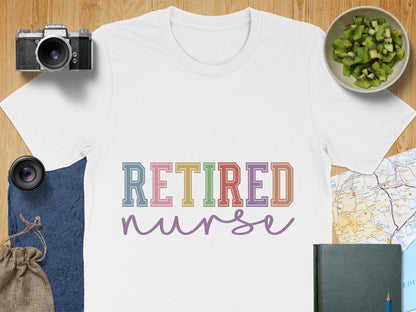 Retired Nurse Colorful Text Design Tshirt Product