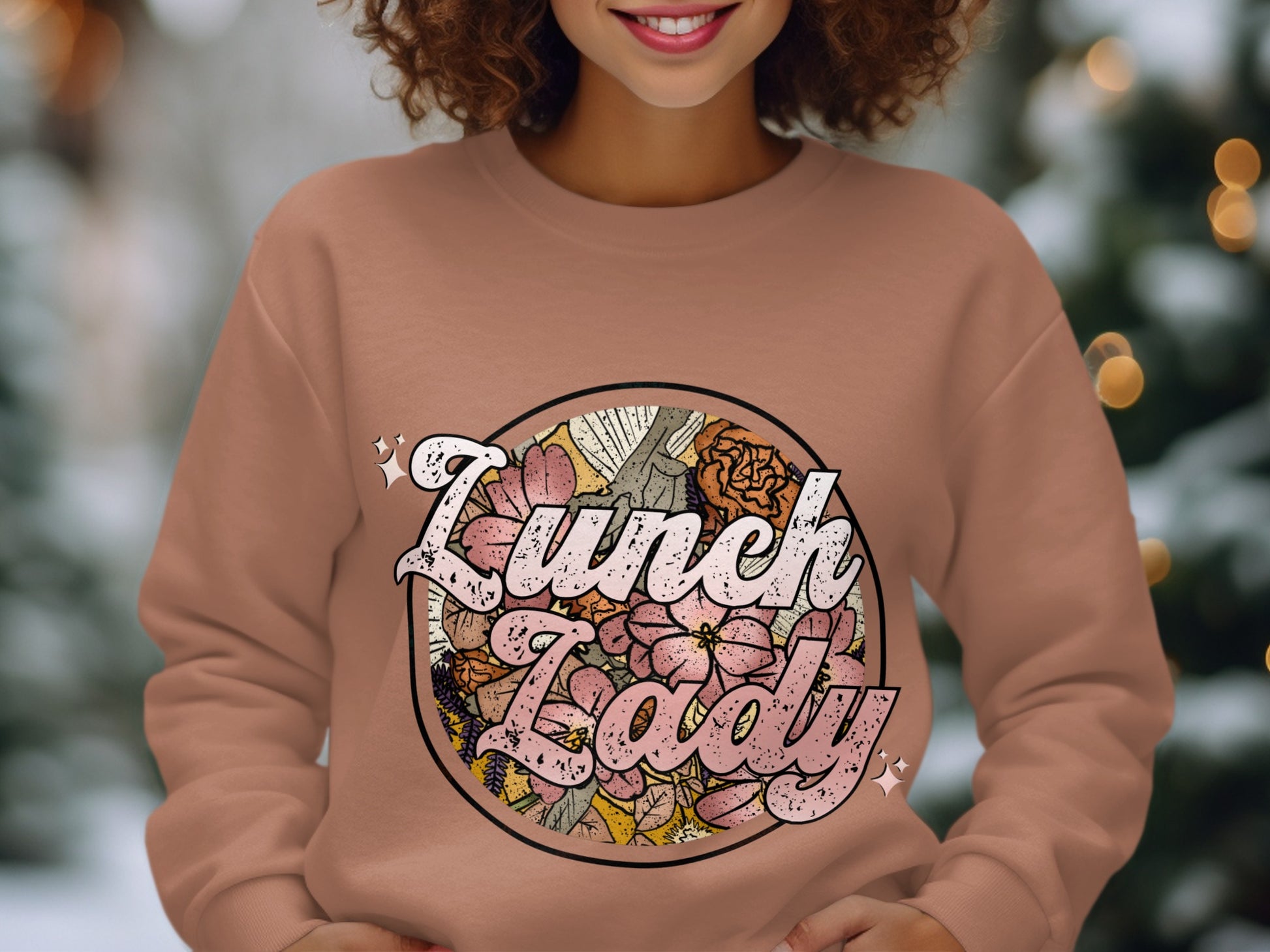 Trendy Lunch Lady Floral Graphic Long Sleeve Shirt