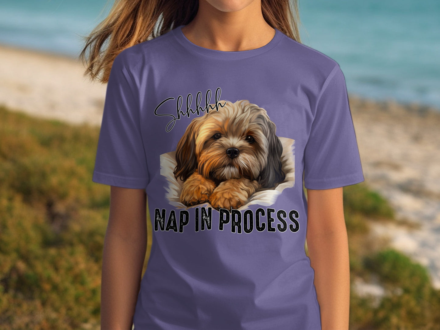 Shhhh Nap In Process Cute Puppy Graphic Shirt Product