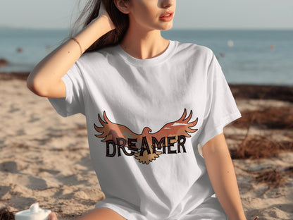 Dreamer Graphic Tee with Large Eagle Design