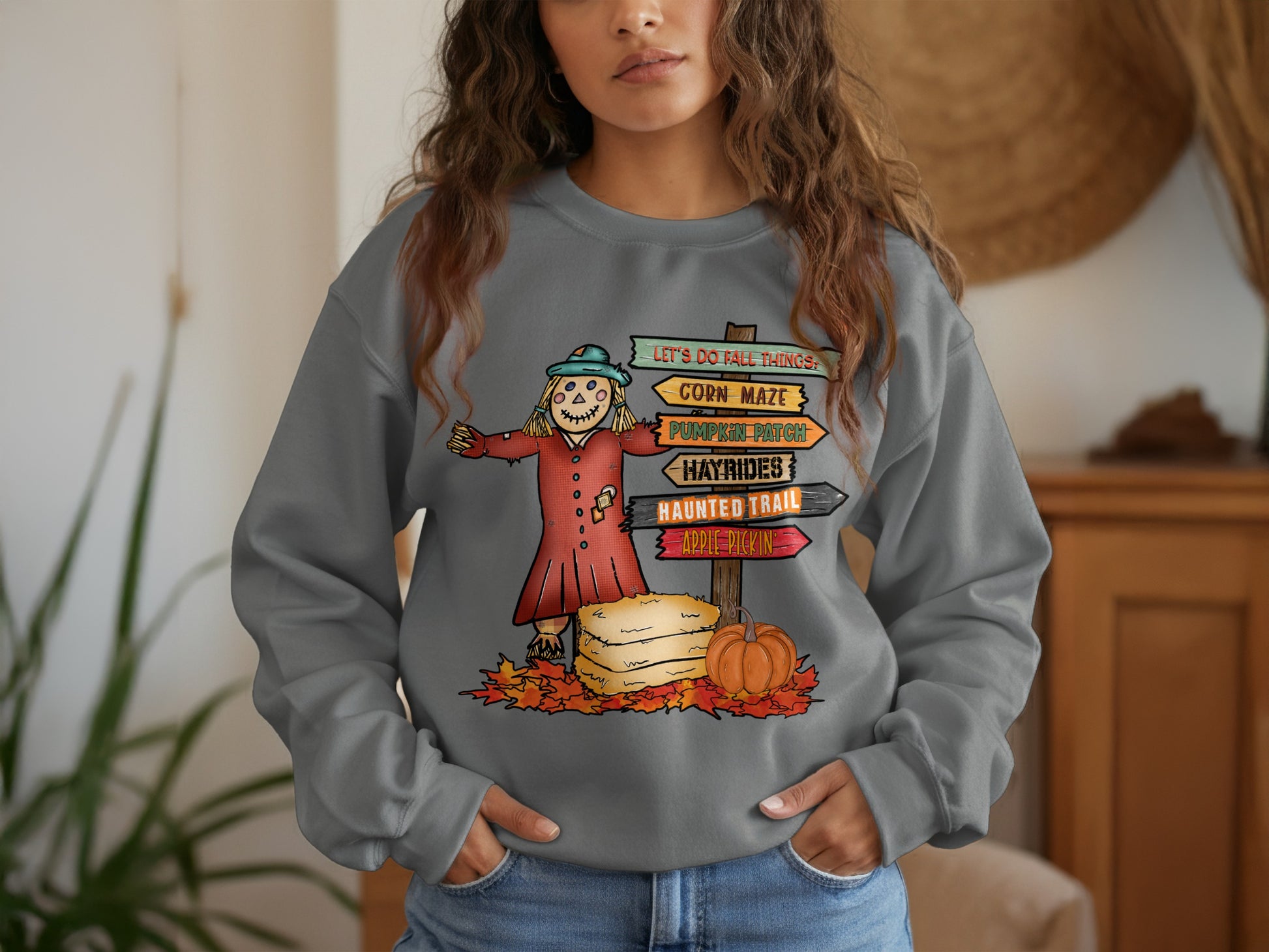 Halloween Themes Fall Scarecrow Long Sleeve Shirt