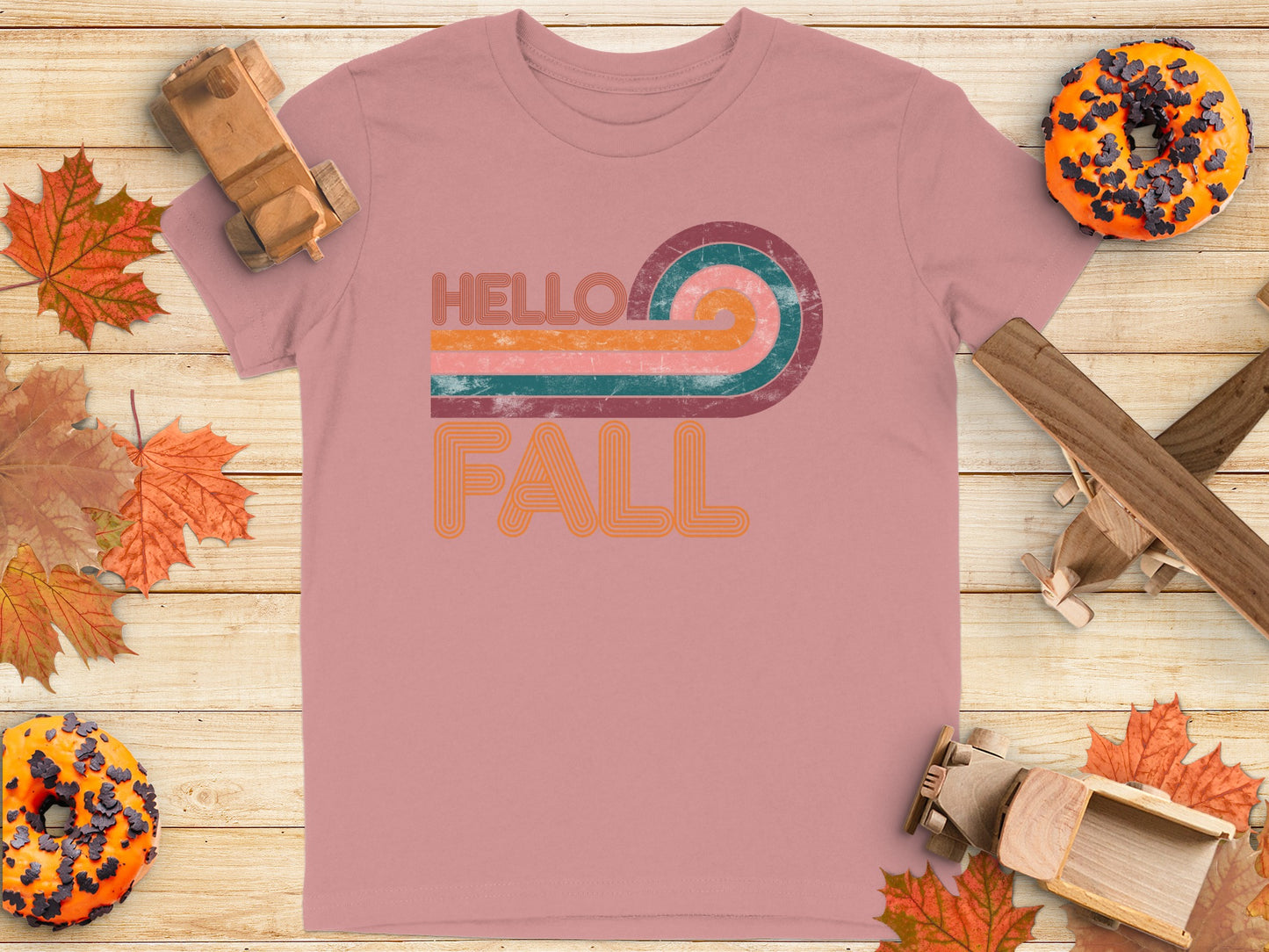 Hello Fall Colorful Funny Cute Kids Toddler Shirt