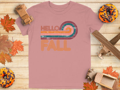 Hello Fall Colorful Funny Cute Kids Toddler Shirt