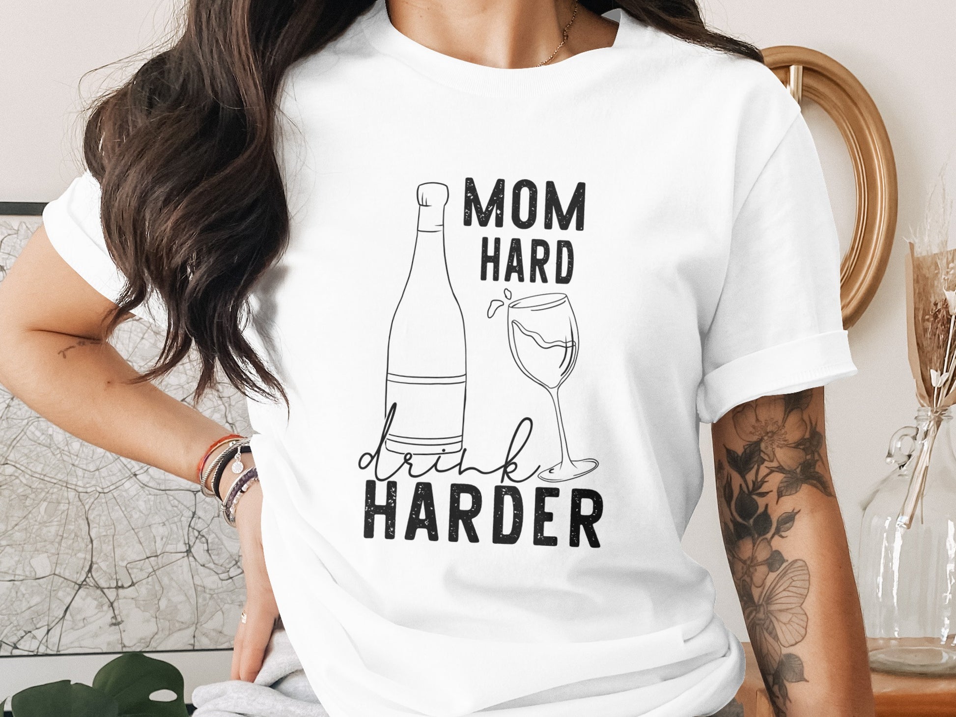 Mom Hard Drink Harder Graphic Tee