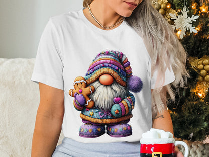 Cute Christmas Gnome with Gingerbread Man Shirt