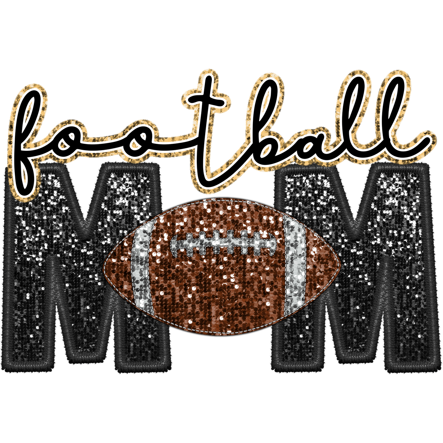 Sparkling Football Mom Graphic Embellished Design
