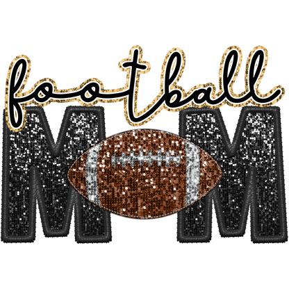 Sparkling Football Mom Graphic Embellished Design
