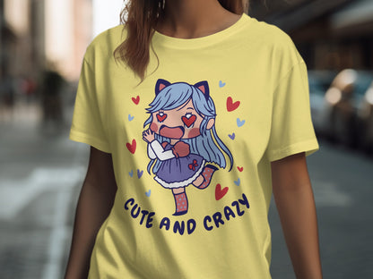 Cute and Crazy Anime Character Graphic T-Shirt