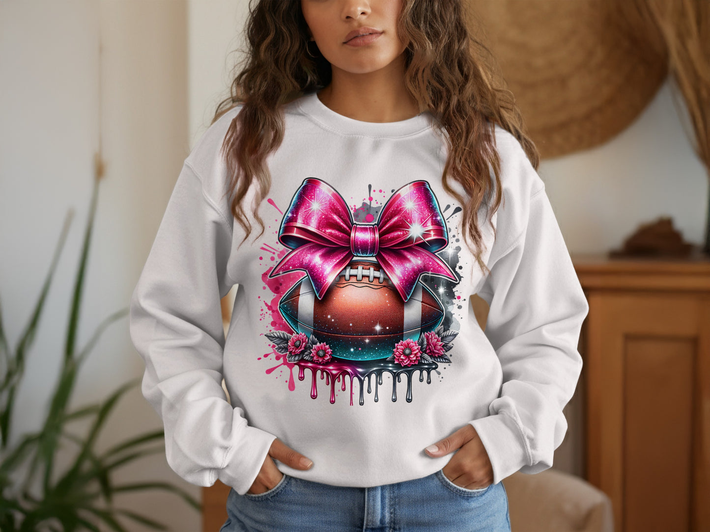 Stylish Football Bow Design Long Sleeve Shirt product type