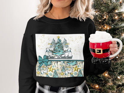 Winter Wonderland Deer and Trees Themed Sweatshirt