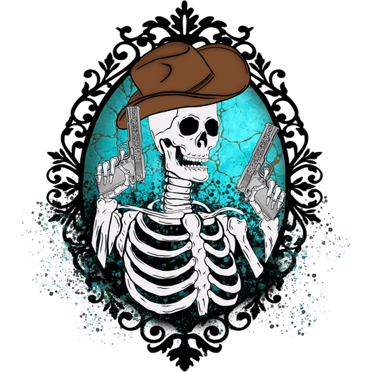 Skeleton Gunslinger in Cowboy Hat Wall Art