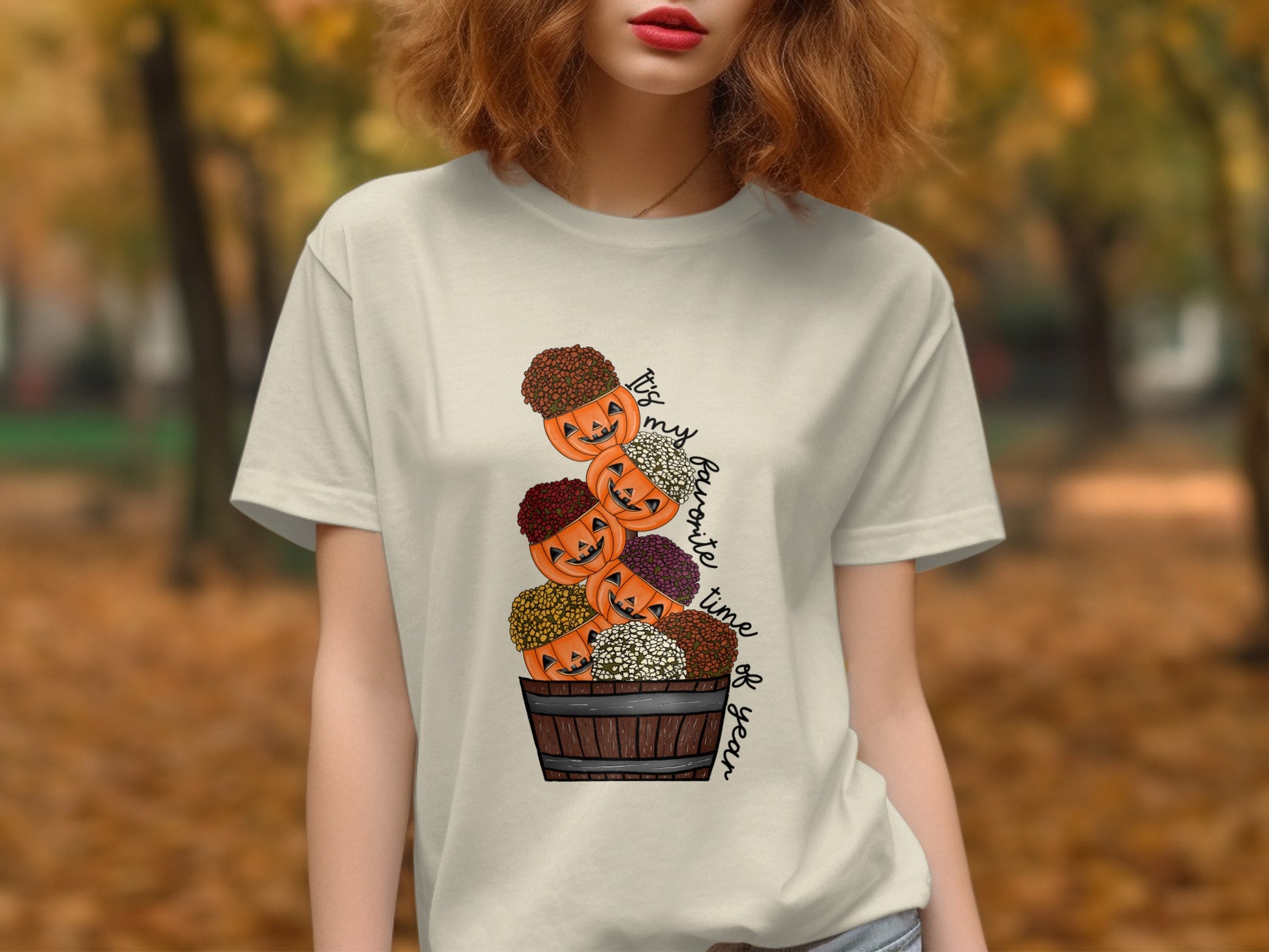 Fall Pumpkin and Flowers Graphic Tee Product
