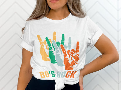 Vibrant 80's Rock Graphic Tee for Nostalgic Vibes