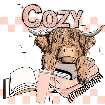 Cozy Season Highland Cow with Books Product